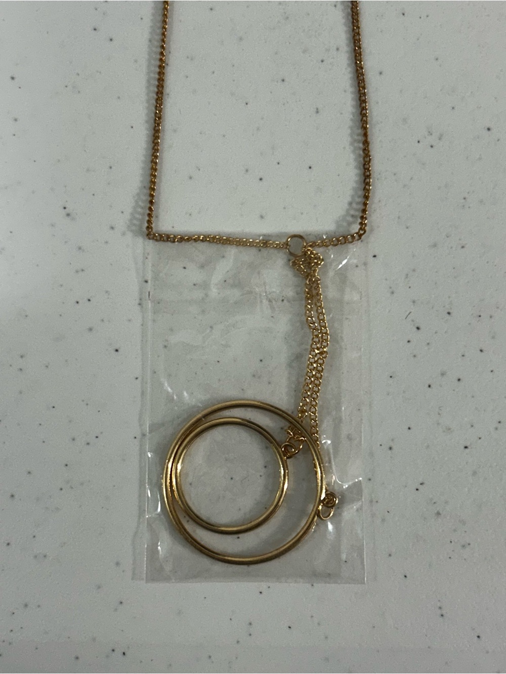 paparazzi | Gold Double Ring Pendant Necklace